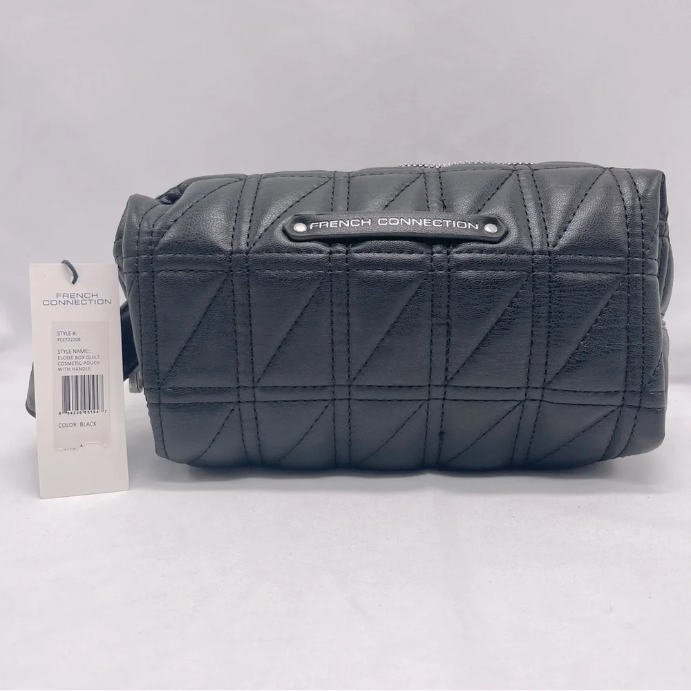 Nwt French Connection Eloise Box Quilt Cosmetic Pouch with Handle